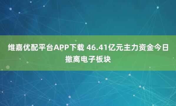 维嘉优配平台APP下载 46.41亿元主力资金今日撤离电子板块