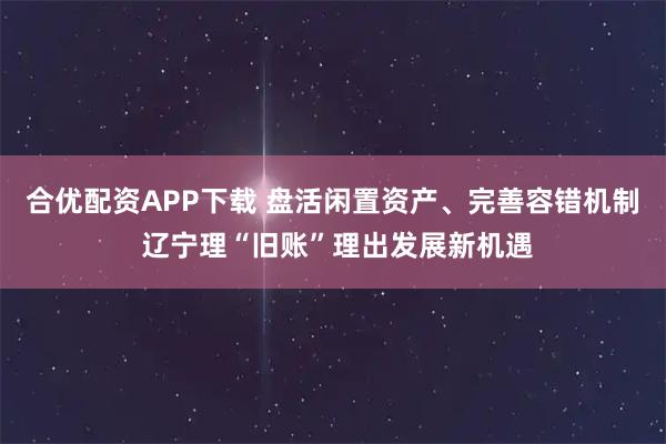合优配资APP下载 盘活闲置资产、完善容错机制 辽宁理“旧账”理出发展新机遇